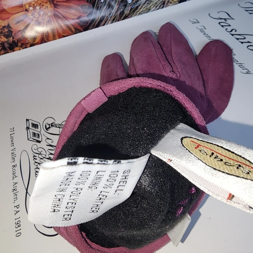 Talbots Mulberry Suede Buckle Lined Gloves M